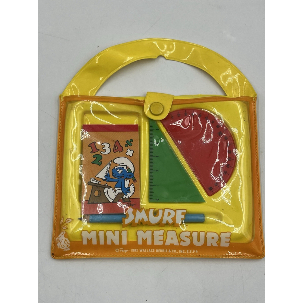 VINTAGE 1982 Smurfs Unused Mini Measure Pencil Notepad SET IN PACKAGE